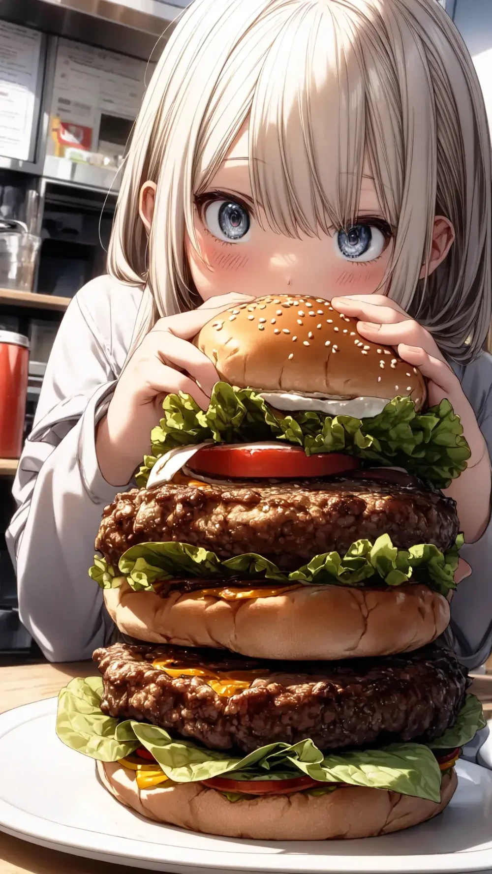 【AIイラスト】ハンバーガーと女の子のAIイラストまとめ【アニメ調】