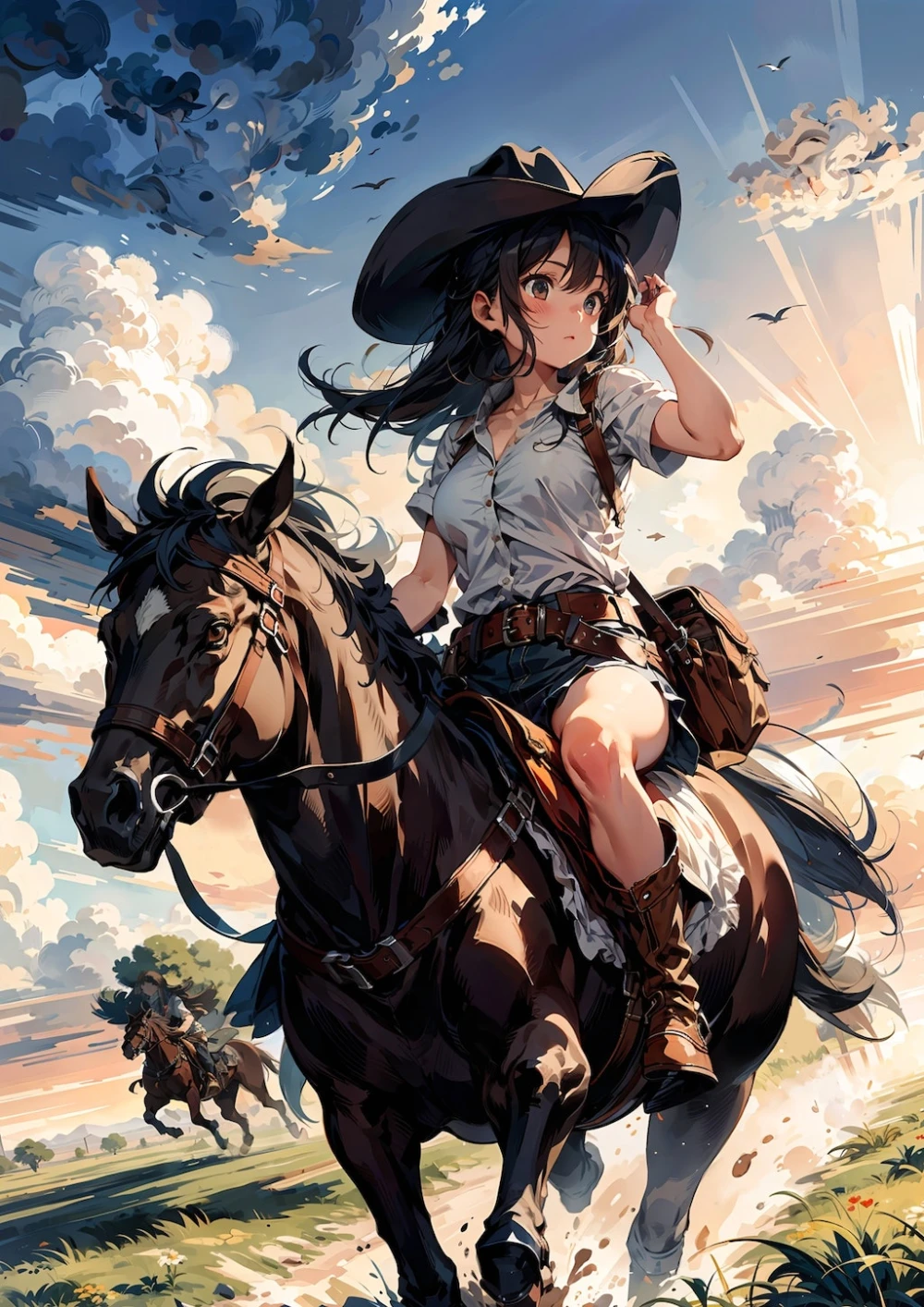 【AIイラスト】馬と女の子のAI画像まとめ【アニメ調】