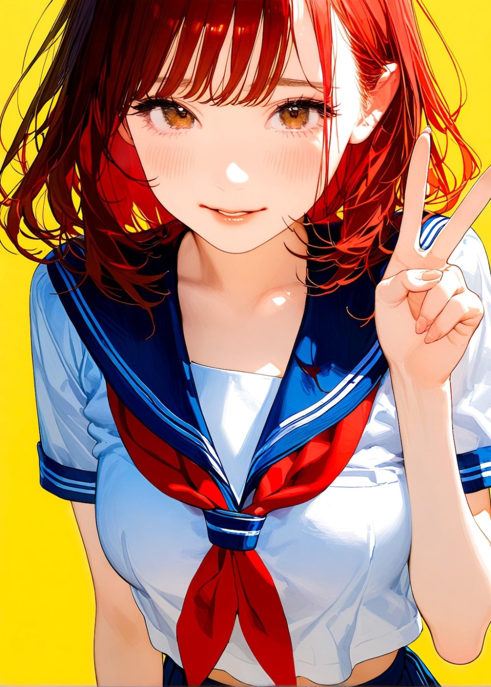 【AIイラスト】ピースをしている女の子のAI画像まとめ【アニメ調】