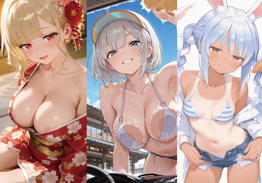 【AIイラスト】日焼けぺこら・白上フブキ・百鬼あやめ・才羽ミドリ・Xの気になるAI画像【2025/10/08】