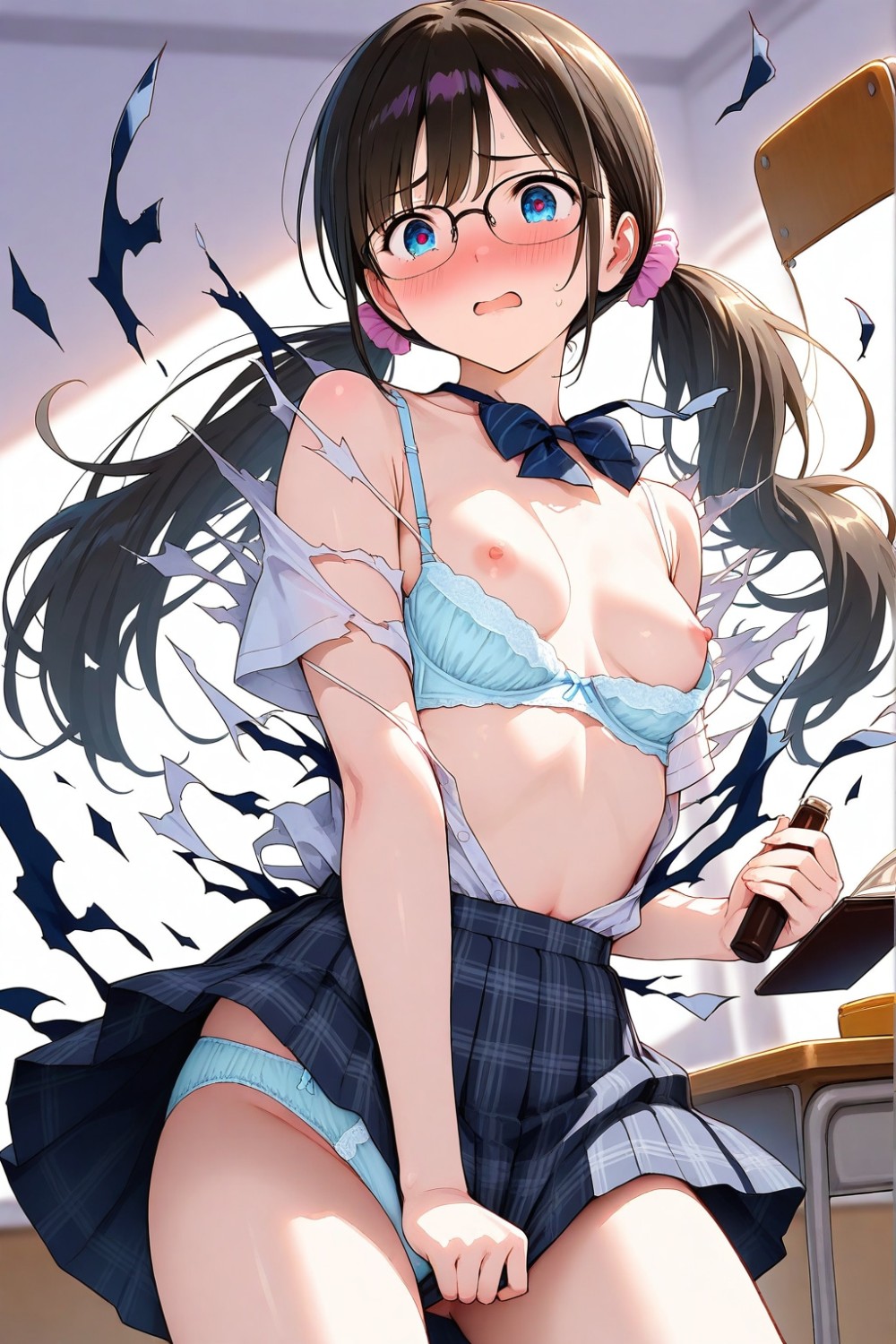 【AIイラスト】服ビリ・服が破かれた女の子のAIエロ画像まとめ【アニメ調】 Part 2