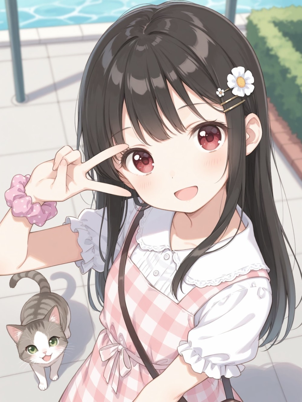 【AIイラスト】ピースをしている女の子のAI画像まとめ【アニメ調】 Part 3