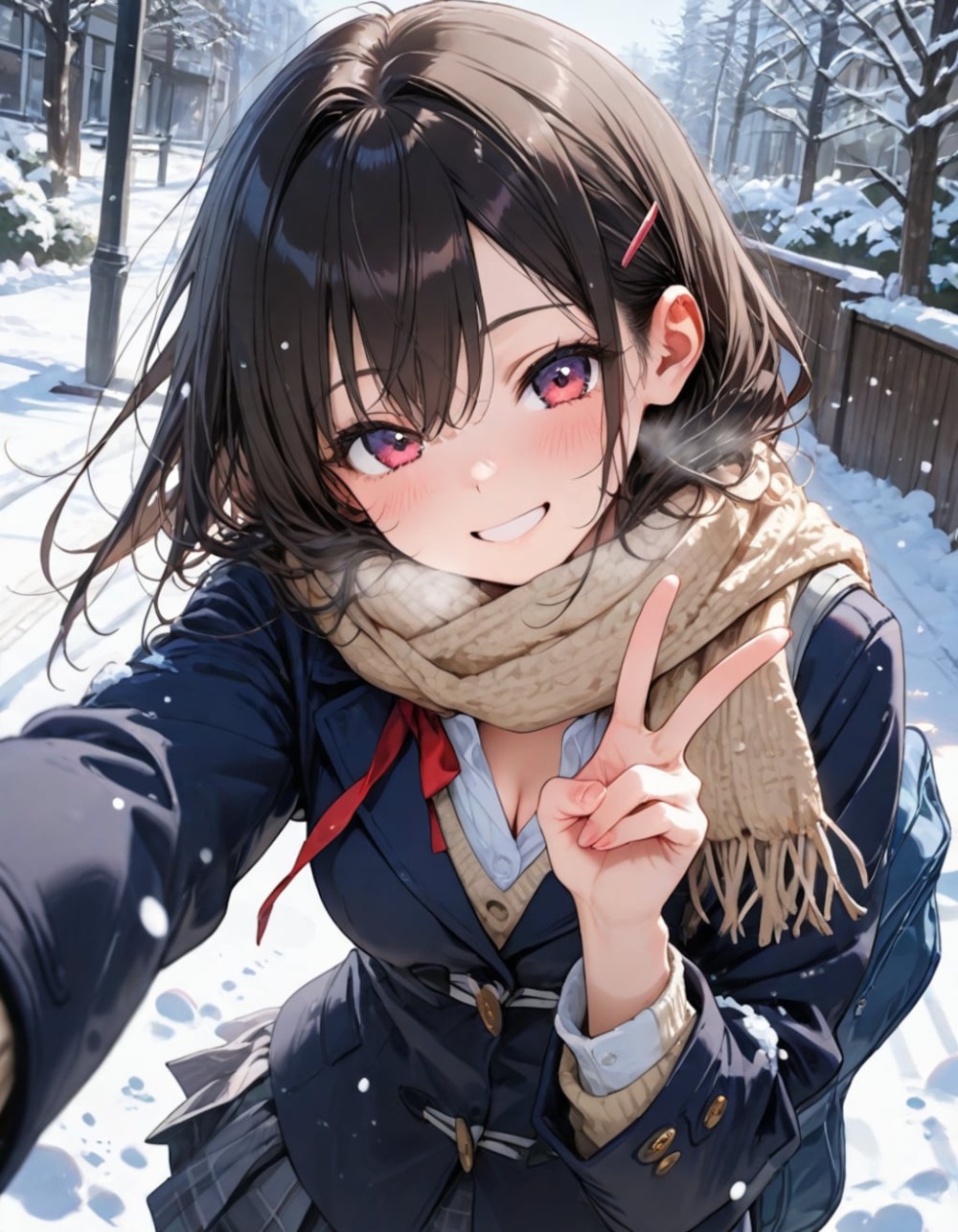 【AIイラスト】ピースをしている女の子のAI画像まとめ【アニメ調】 Part 4